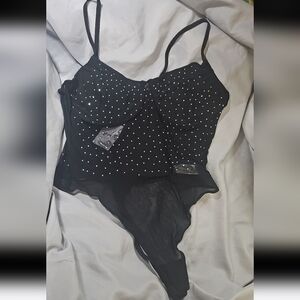 NWT 2X forever 21 curve rhinestone thong bodysuit